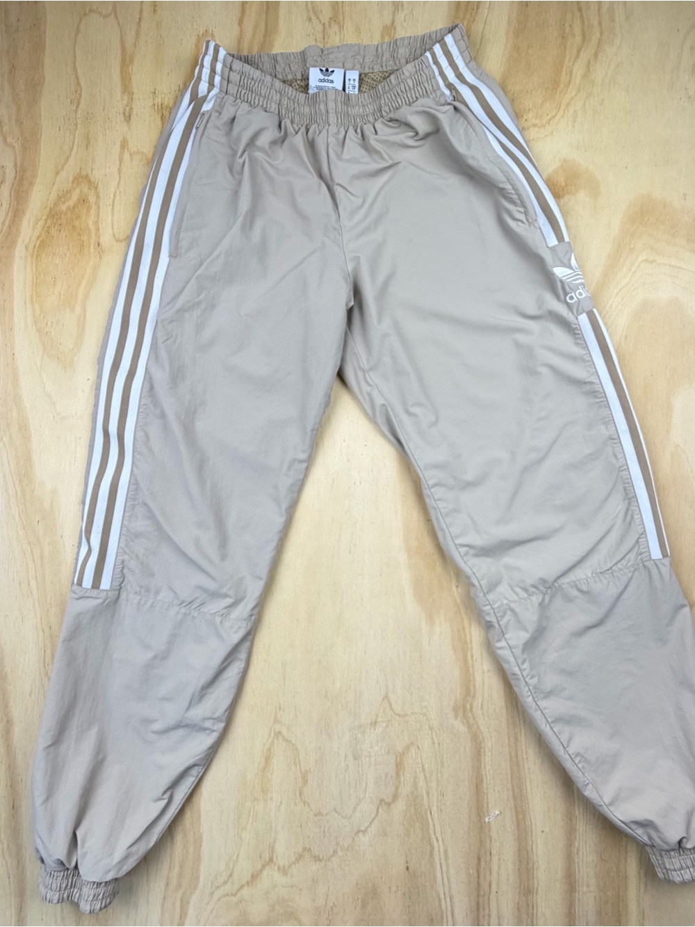 Adidas Originals Beige Joggers Women's Size S Track Pants 3-Stripe Athletic - Picture 2 of 16